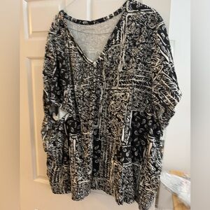 Woman Within Black and White Tunic Top